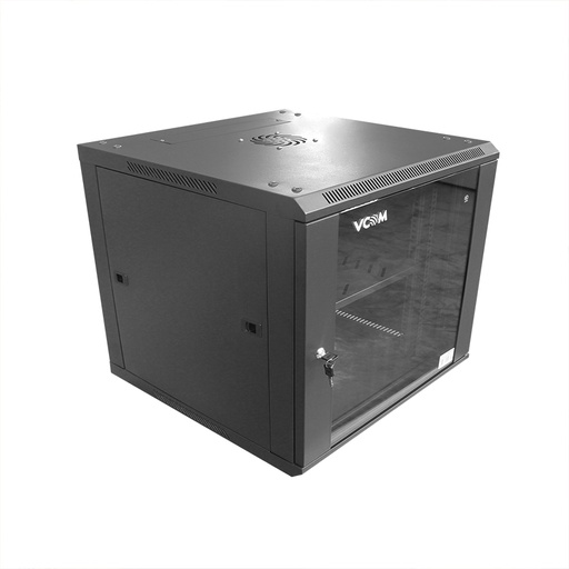 [RCK-VCO-001] VCOM D1206 Rack 6U – Gabinete de Pared, Puerta de Vidrio, Paneles Laterales y Abanico Incluido, Ancho 600 x Profundidad 450 x Altura 380